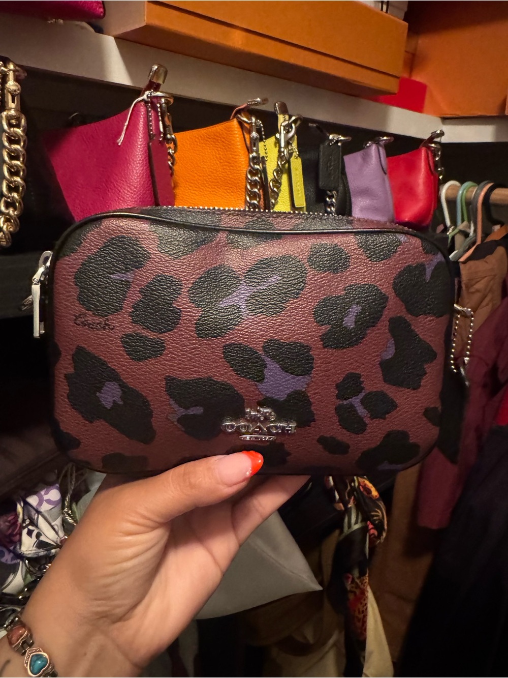 Coach Brown Leopard Print Crossbody Bag